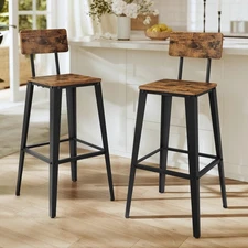 Set of 2 Bar Stools, Bar Height Stools, 29.1 Inches Tall Barstools with Back,...