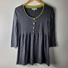 Laura Ashley Women Size 14 Grey Green Knit Long Line Jumper Casual Sweater