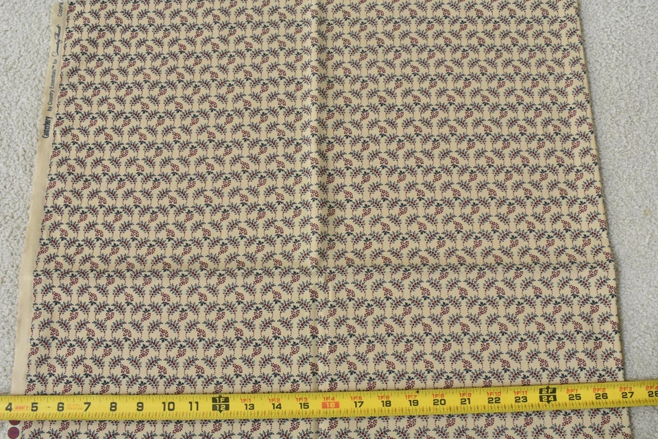 By 1/2 Yd, Navy & Burgundy Floral on Tan Quilt Cotton, Connecting Threads,V706 - Image 3 of 4