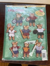Bucilla SPORTS BEARS 84075 Teddy Bear 8 Felt Ornament Kit New Old Stock