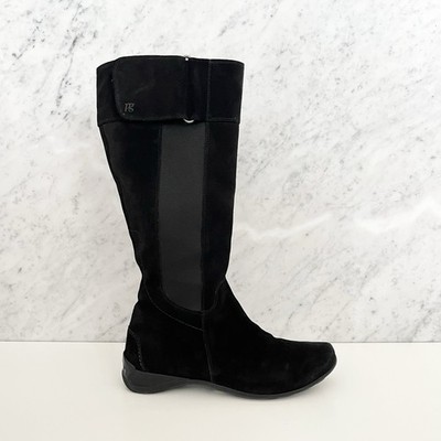 Paul Green Women's Abby Riding Tall Boots 6.5 Black Suede Elastic Winter Austria