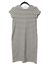 Lauren Ralph Lauren Striped Ribbed Knit Sheath Dress Pockets Back Zip XS