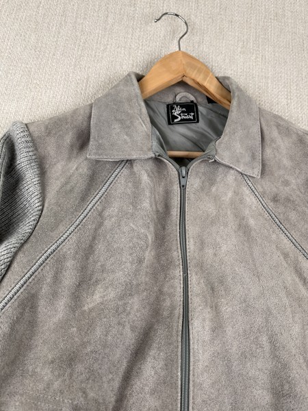 Vintage Alan Stuart Split Leather Jacket Knit Sle… - image 7