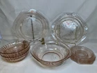 Vintage Pink Depression Glass Lot – 9 Pieces – Plates, Bowls & Serving Dish 1930