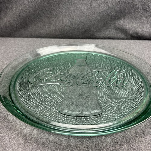 Vtg Coca Cola Glass 13" Serving Tray Clear Green Pebble Thick Glass Serving Dish - Picture 2 of 9