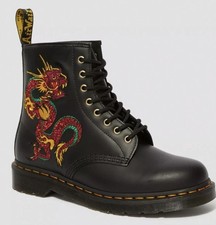 Dr Martens Boots Black Leather Lace Side Zip Size 4 Girls Dragon grunge 1460