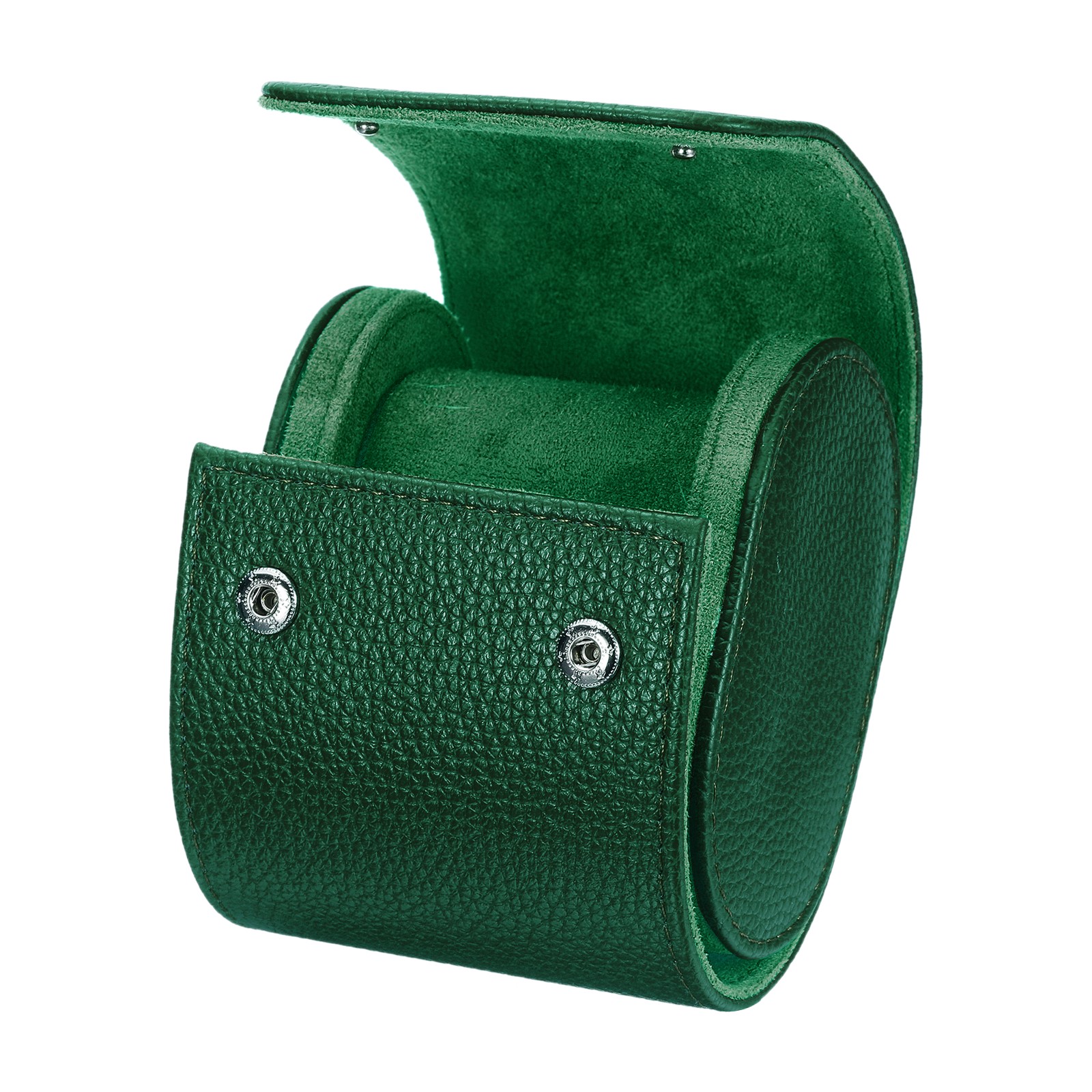 Watch Roll Travel Case Single Slot Leather Cases Textured Dark Green]