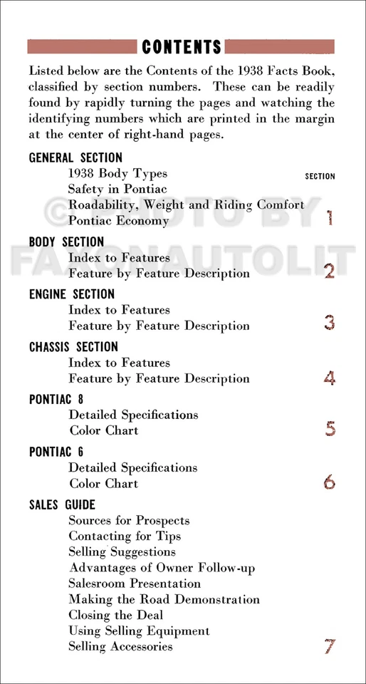Pontiac Facts 1938 álbum distribuidor opciones de datos especificaciones accesorios características Foto 2 de 2