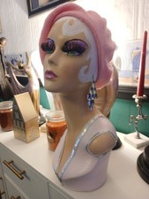   Hand painted vintage retro lady mannequin display head refurbished Retro Style