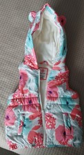 Gymboree Girls Hooded Puffer Vest Floral Size 18-24 Months