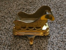 Vintage Solid Brass Sleigh Christmas Stocking Holder Sock Hanger Vintage Solid Brass Sleigh Christmas Stocking Holder Sock Hanger