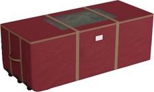 Heavy-Duty Rolling Christmas Tree Storage Bag for 12FT Trees - Red