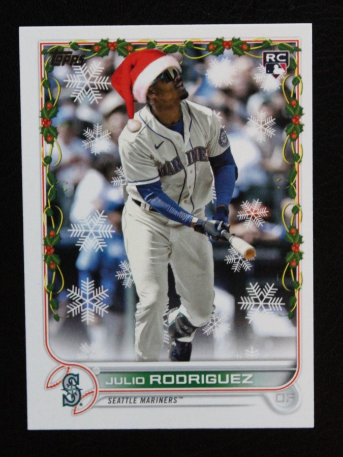 2022 Topps Holiday Julio Rodriguez Super Rare Santa Hat Variation SSSP RC #HW44