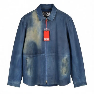 Diesel L-Clime Herren Jacke 52 Gewaschen Blau Schafsfell Leder Lightwear RRP750 - Bild 1 von 4