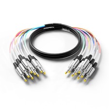 PRORECK 10ft Snake Cable, 8-Channel Shielded Audio Cable 1/4'' TRS, with Colo...