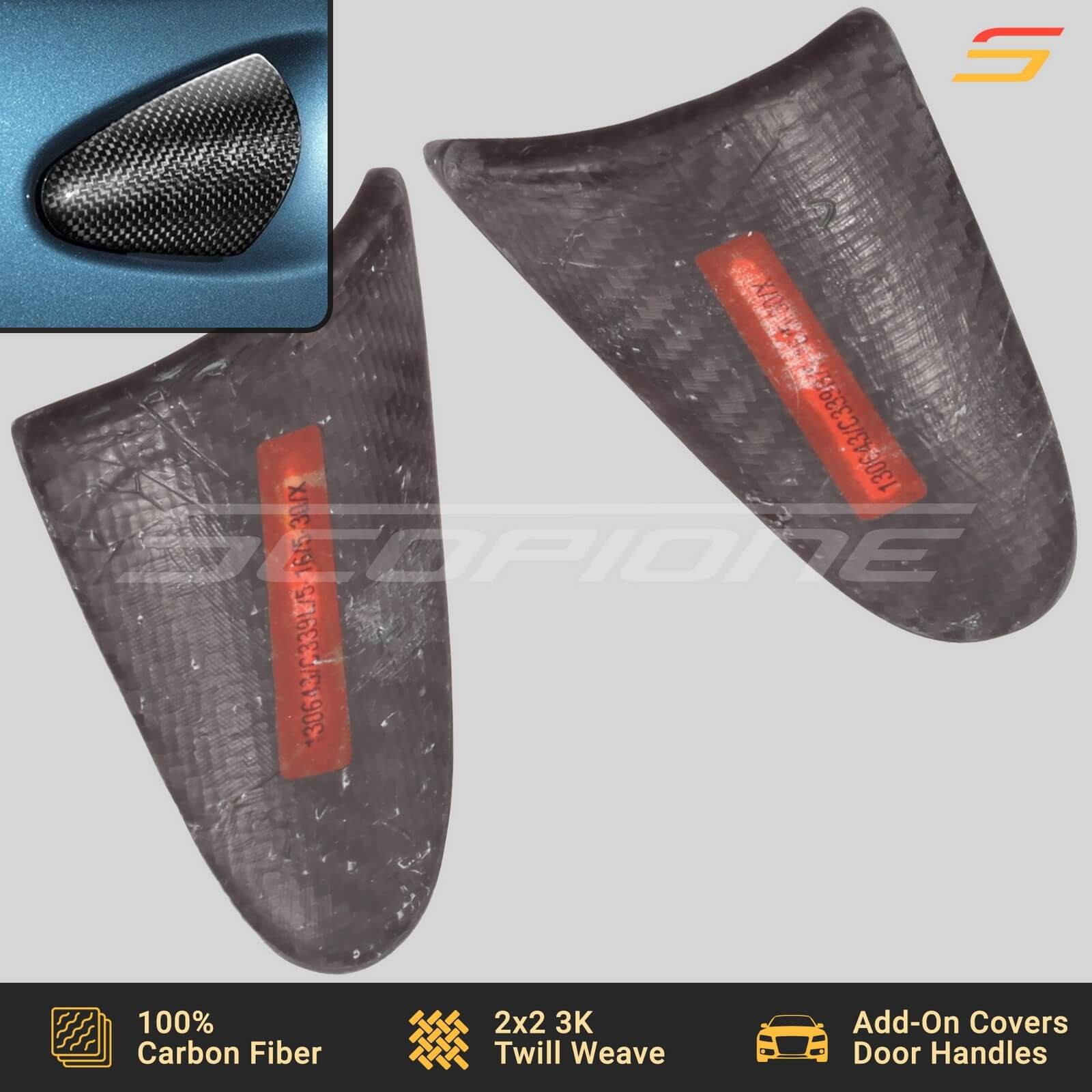 Scopione Carbon Fiber Exterior Door Handle Covers for Ferrari 458 Italia F12 TDF