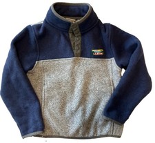 LL Bean Kids 5/6 Quarter Snap Pull Over Fleece Sweater Navy Gray