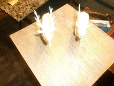 tow 1950s Celluloid White Reindeer Figure Ruby Red Eyes Original Stamp