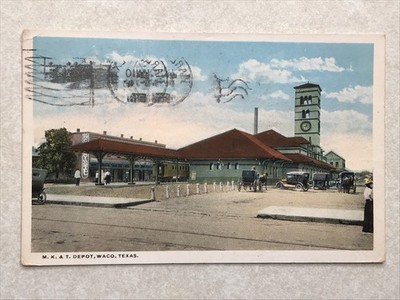N1431 Postcard M K and T Depot Train Station Railroad Waco Texas TX