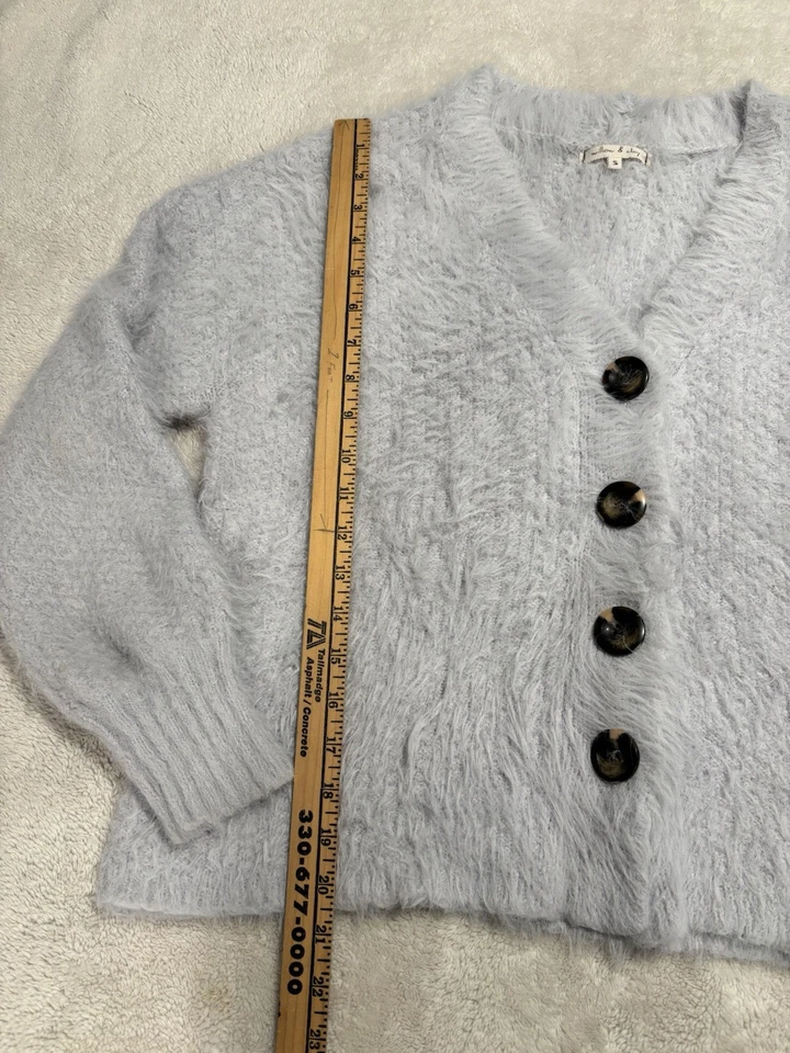 Willow & Clay Eyelash Gray Fuzzy Cardigan Size Small - Image 3 of 4