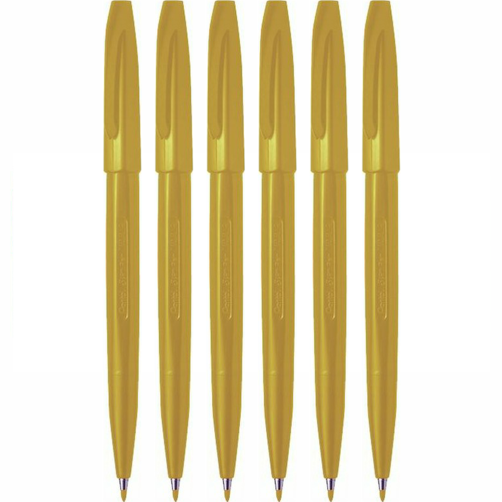 Pentel Sign Pen S520 Fibre Tip Marker Pens - Pack of 6 - Ochre Yellow