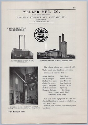 1929 Weller Mfg Ad Power Plant Construction Detroit Michigan Hannibal Missouri