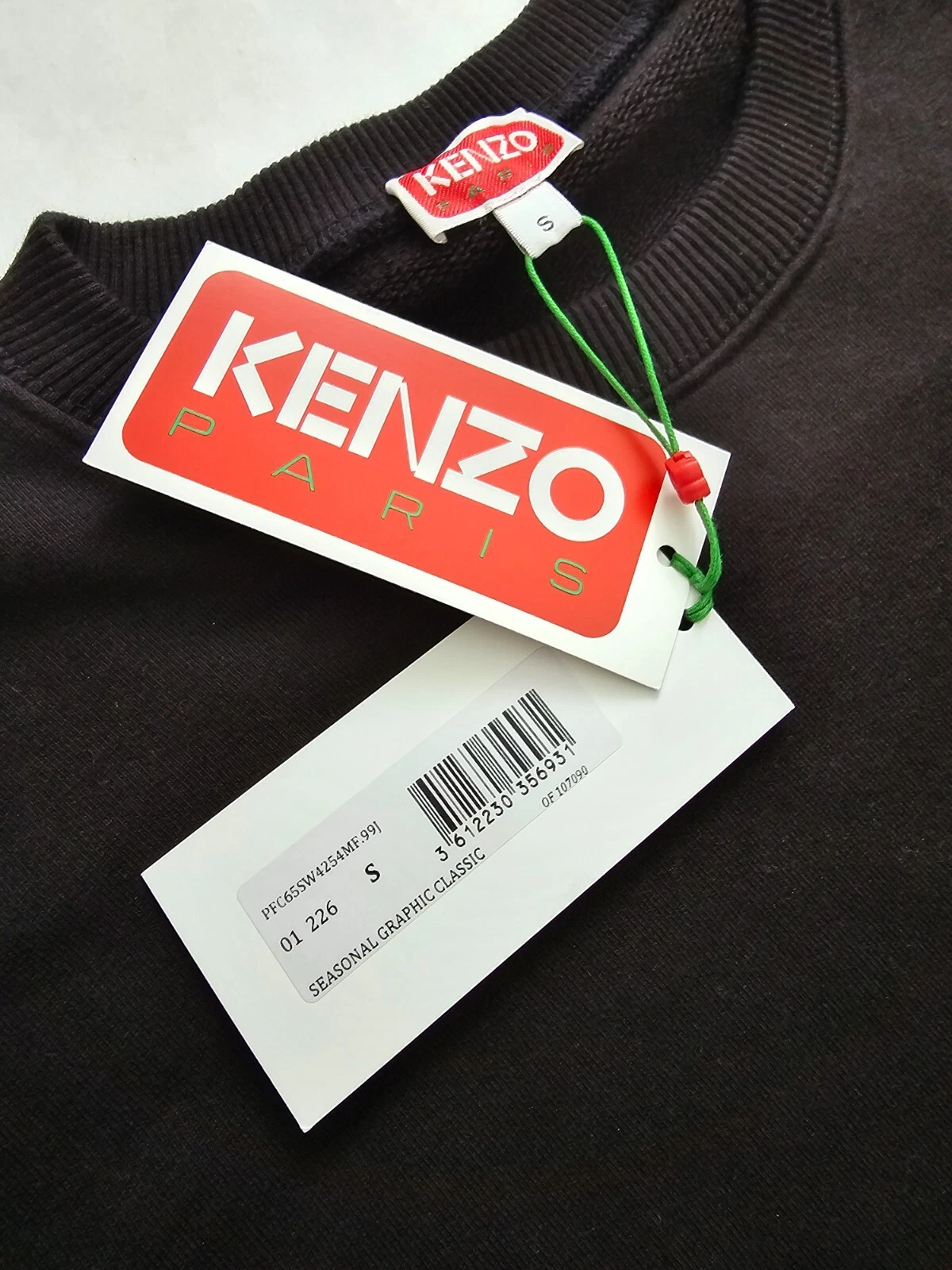 FELPA CLASSICA CON GRAFICA STAGIONALE KENZO NERA LOGO SCHIENO BLU PICCOLA NUOVA