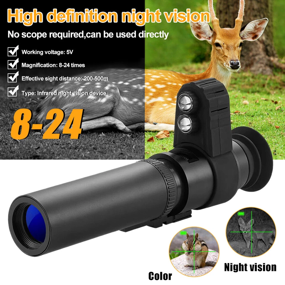 Digital Night Vision Monocular 850nm Infrared Scope Hunt Cross Cursor 8-24X - Image 3 of 4