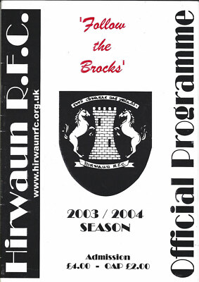 Hirwaun v Fleur De Lys 28 Feb 2004 RUGBY PROGRAMM