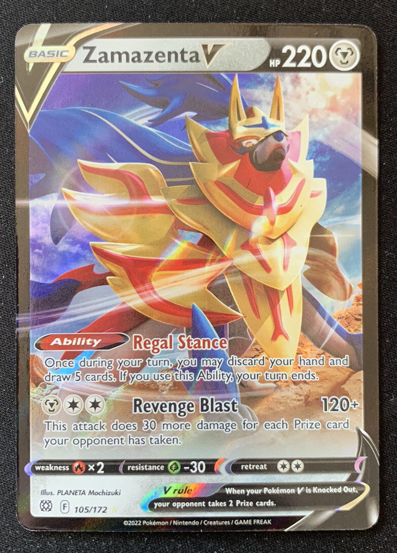 Zamazenta V 105/172 Brilliant Stars Ultra Rare Holo Pokemon TCG Card NM
