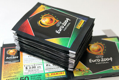 Panini EM EC Euro 2004 04   50 TÜTEN PACKETS BUSTINE POCHETTES + FOLDED BOX