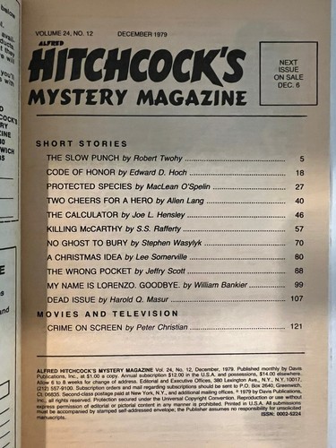 Vtg Alfred Hitchcock's Mystery Magazine December 1979-02646 !1 Scorchers-G+ - Picture 8 of 9
