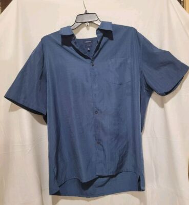 Croft & Barrow Shirt Men's 2XL Blue Button Up Short Sleeve Collared Cotton XXL