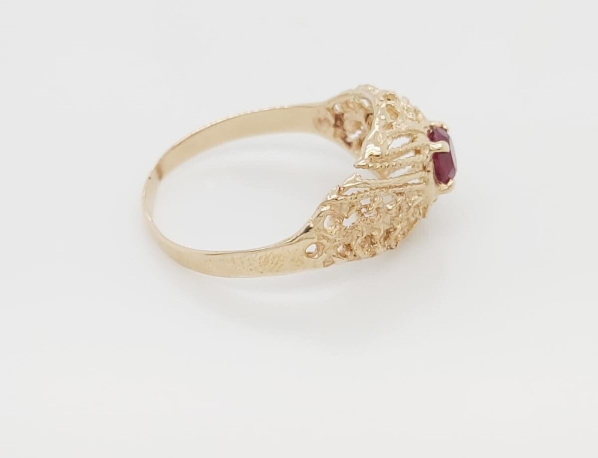 14k Yellow Gold Ring With Ruby Stone - image 2