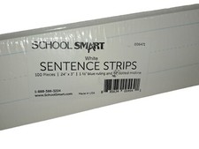 School Smart Ruled Sentence Strips 24"x 3" White Pack of 100 Homeschool