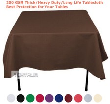 Tektrum 70"X70" Square Polyester Tablecloth-Thick/Heavy Duty/Long Life-Chocolate