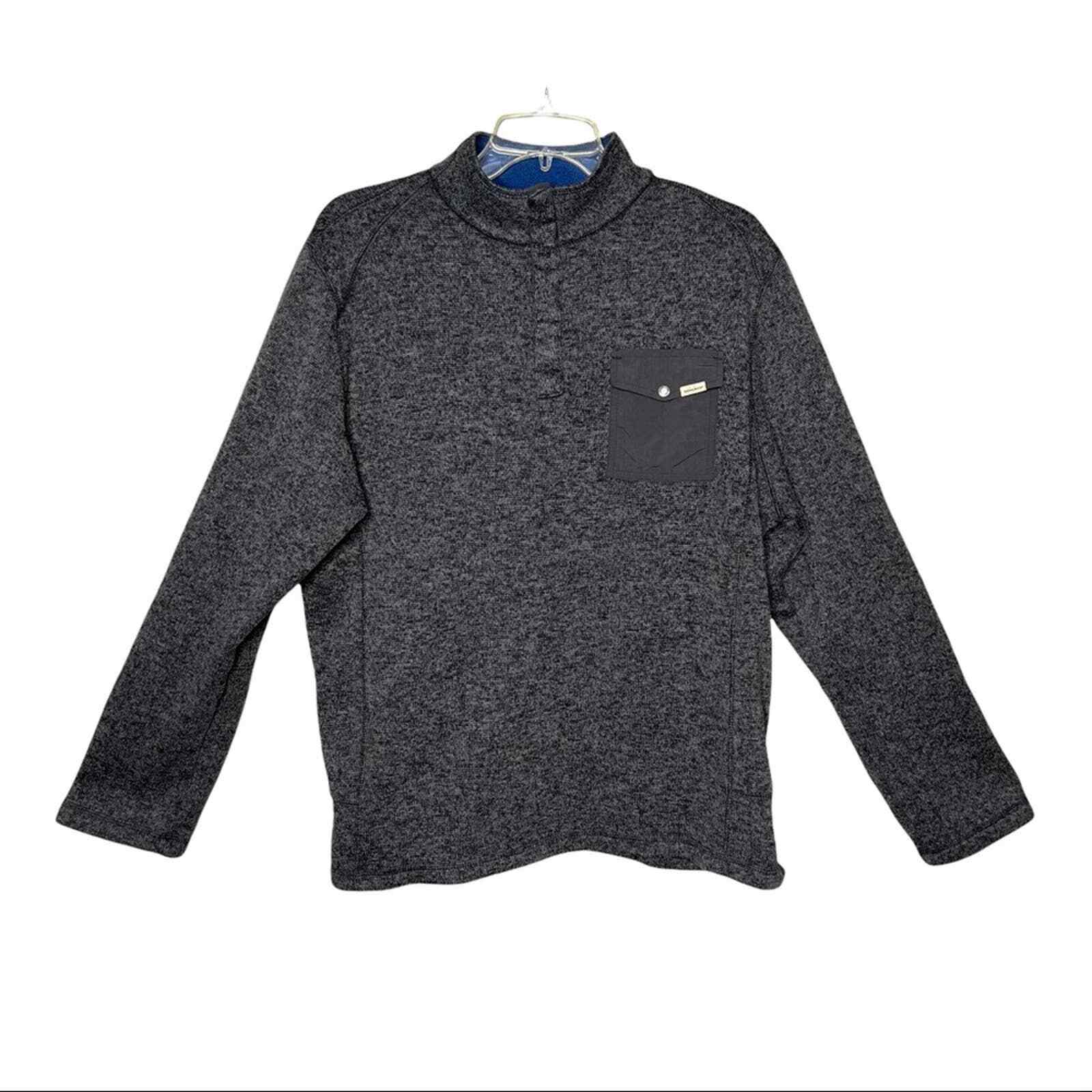 Woolrich Men's Gray Snap Button Pullover Knit Fle… - image 1