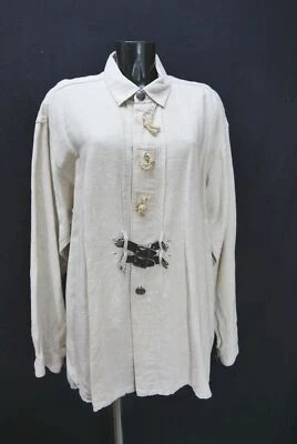 Trachtenhemd s`Gwandl Trachten Hemd schwere Leinenmischung beige Besatz Gr.XL 43 - Bild 1 von 4