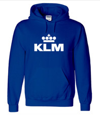 KLM Royal Dutch Airlines Aviation Travel Fly Geek Blue Retro Hooded Sweatshirt