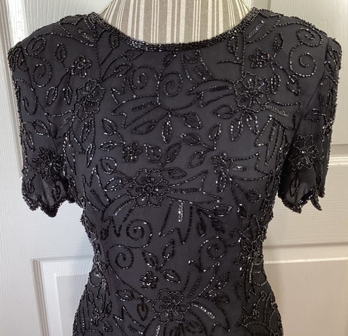 NWT Stenay Black Silk Beaded Layered Art Deco Cocktail Party Dress Small (8) - Picture 2 of 9