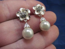 *David Tutera Lenore Single Flower Simulated Pearl Drop Pierced Earrings 