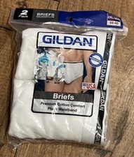 Gildan Briefs Mens 2XL Premium Cotton Comfort Waistband Underwear 44-46 White