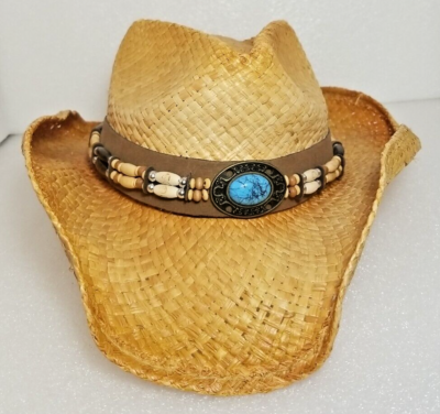 Chapeau de cow-boy vintage Kenny K noir serré paille petit