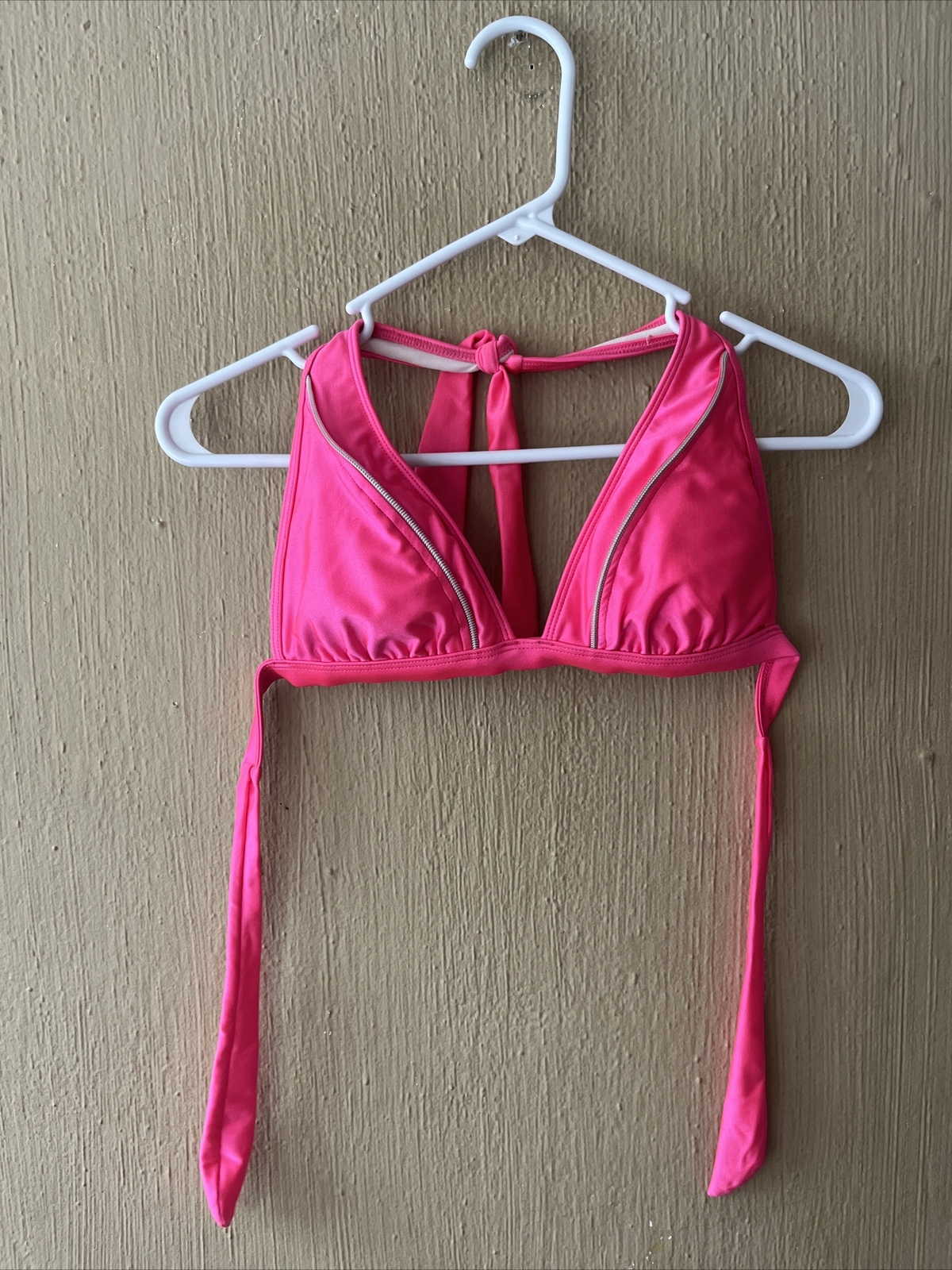 Split Pink zipper track Halter Bikini  swimsuit T… - image 1
