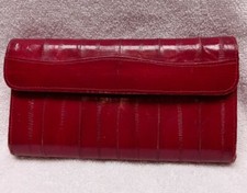 Red EEL SKIN ENVELOPE STYLE WALLET Vintage Made in KOREA