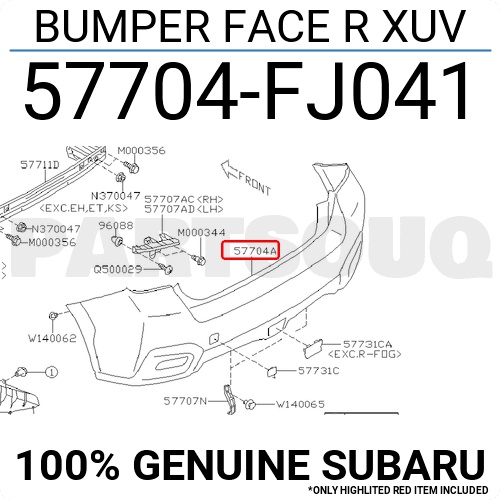 はむページ 57704FJ041 Genuine Subaru BUMPER FACE R XUV 57704-FJ041 | eBay