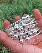West Indian Beads Bangle 7 Set of Bangles 925 Sterling Silver Boho Bangles 5K17