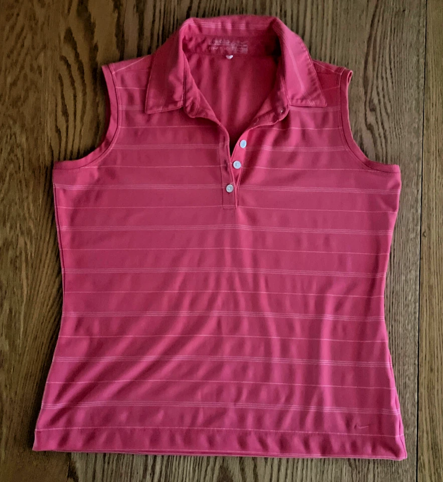 Nike Golf Sleeveless Polo Women's Sz Medium Pink Fitted Slimming - Image 3 of 4