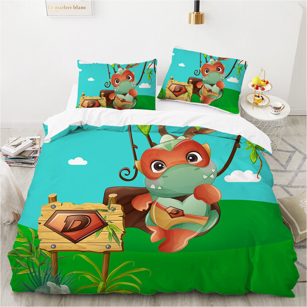 3D Cartoon Crocodile KER020 Bed Pillowcases Quilt Duvet Cover Double Bea Zbiory