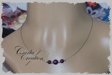 Collier en verre de Murano violet clair 42 perles millefiori 46 cm Venise - France